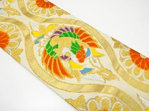 アンティーク　立涌に鳳凰模様織り出し袋帯（材料）